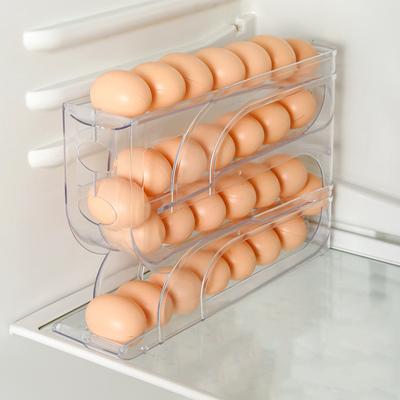 3/4 Layers Slide Egg Storage Box Refrigerator Side Door Egg Storage Box Food Grade Egg Rack Kitchen Egg Storage Box Houeshold