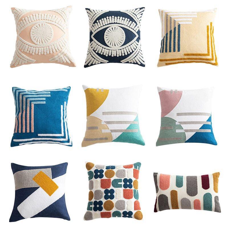 Nordic Embroidered Cushion Covers  Geometric Pillowcase Abrstract Home Decorative Pillow Cover For Sofa Bed Chair