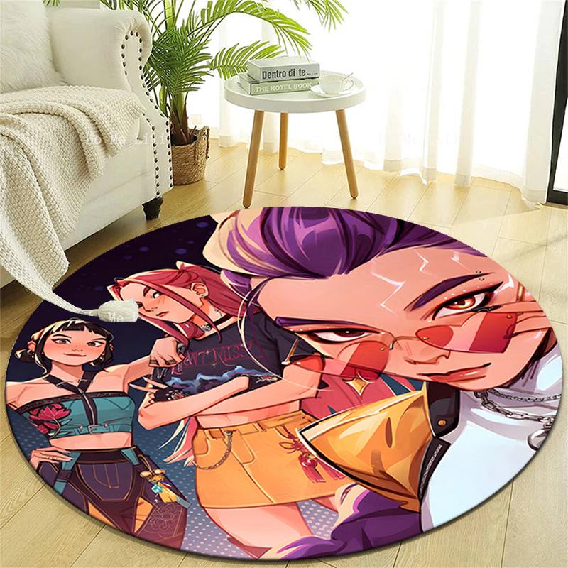 1pc KPop Demon Hunters22 Design Printed Area Round Carpet for Bedroom Living Room Home Decor Rugs Mat Non Slip Mat Rug for Bedside