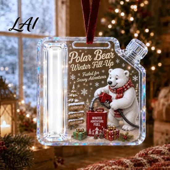 Unique Gift Idea Acrylic Christmas Money Holder Ornament Clear Fuel Up Gas Can Cash Card Holder Xmas Tree Hanging Decoration for Holiday Home Party
