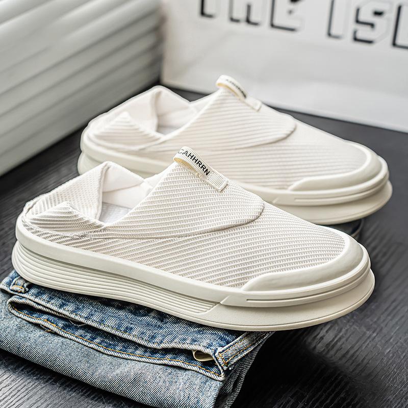 Board Shoes Men's New Summer Mesh Breathable Half Slippers Lazy One Pedal Can Step On Casual Trendy Men's Shoes