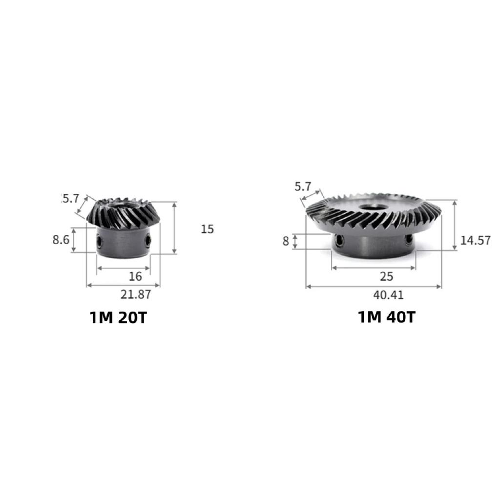 1: 2 Spiral Bevel Gear 1M 15/30/20/40 Teeth Steel Helical Gear