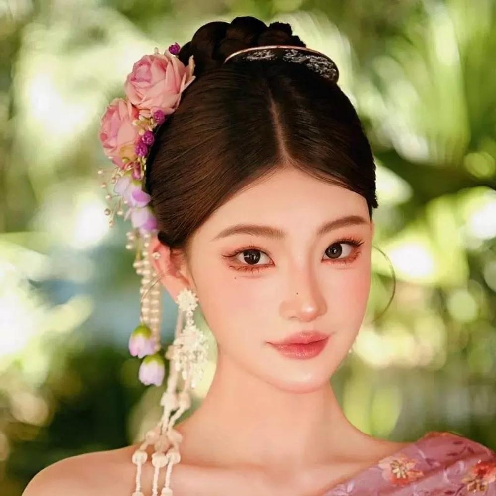 Tassel Thailand Flower Hairpin Sweet Wedding Bride Accessories Thai Hair Accessories  Headwear