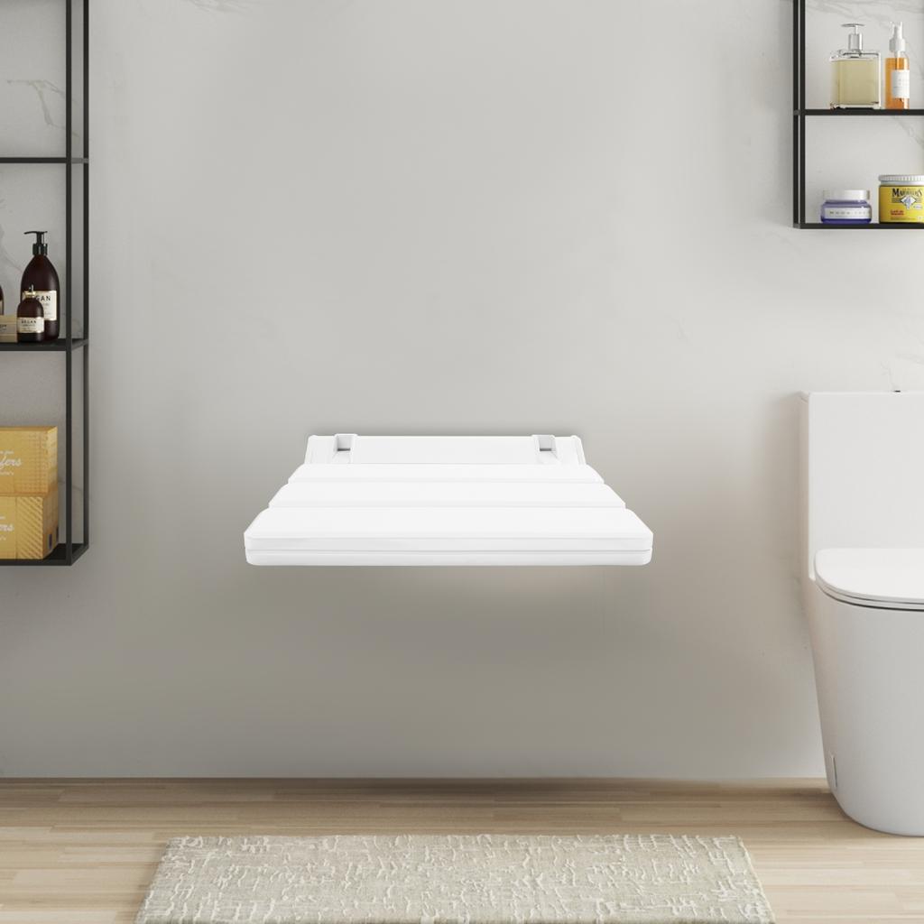 Wall Mounted White Foldable Shower Seat Anti Slip Shower Chair 130kg Used On The Walls Of Bathrooms, Shower Rooms, Porches