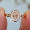 Charm Female White Enamel Stone Oval Leaf Plant Ring Gold CopperColor Cute Gift Wedding Jewelry For Women