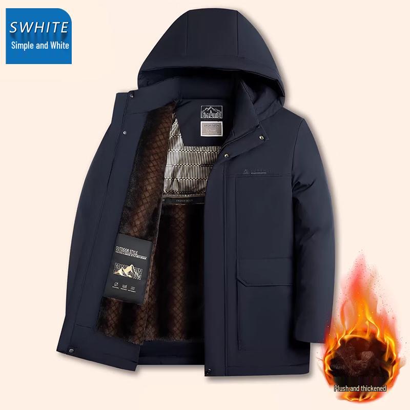 Men's Winter Fleece-Lined Hooded Puffer Jacket