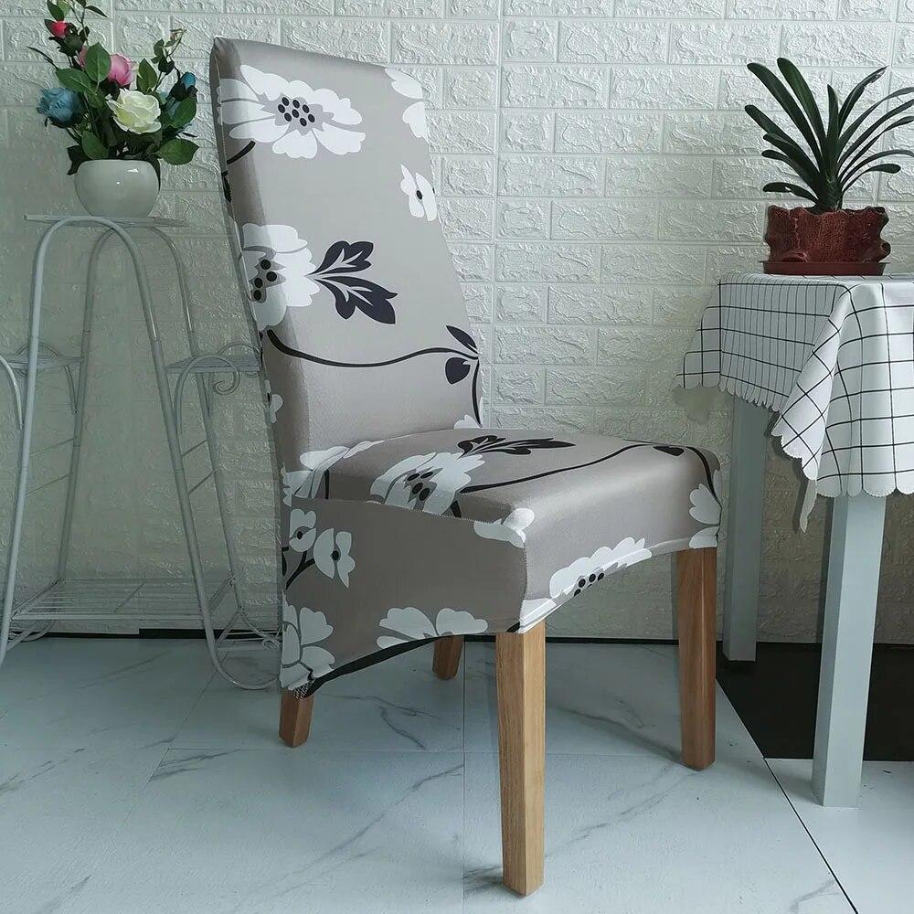 Printed King Back Chair Cover Stretch Large XL Size Chair Covers for Dining Room Home Hotel Banquet Decor Long Seat Protectors