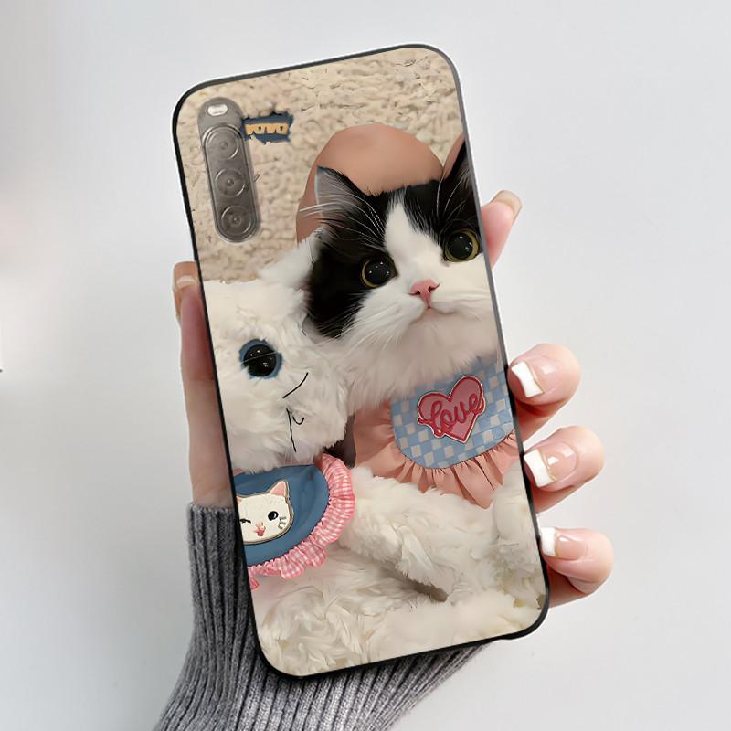 Fodral För Sony Xperia 10 II / 10 III Mobilskal Estetiskt Mode Söt Katt Astronaut Svart Silikon Mjuk Stötdämpande Baksidesskydd