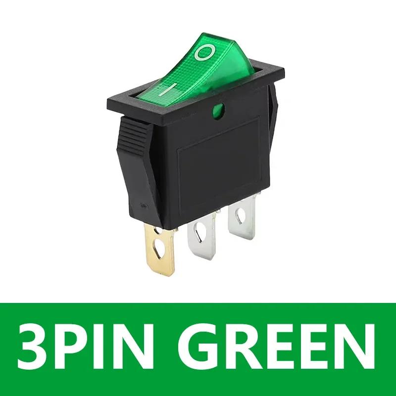 5/20Pcs KCD3 Rocker Switch 3 Pin 2 Position ON OFF 16A 250V 220V 20A  Boat-shape Electric Toggle Switch with LED Light