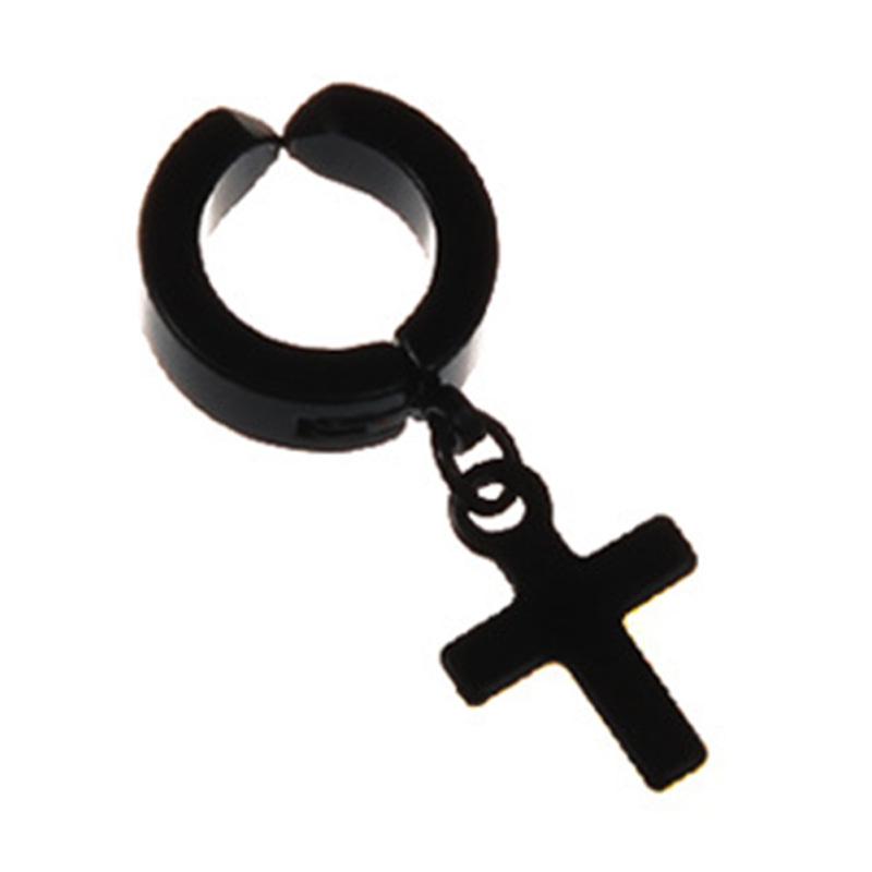 RUI RUI YU Fashion Rockový hypoalergénny doplnok do uší z titánovej ocele v tvare kríža