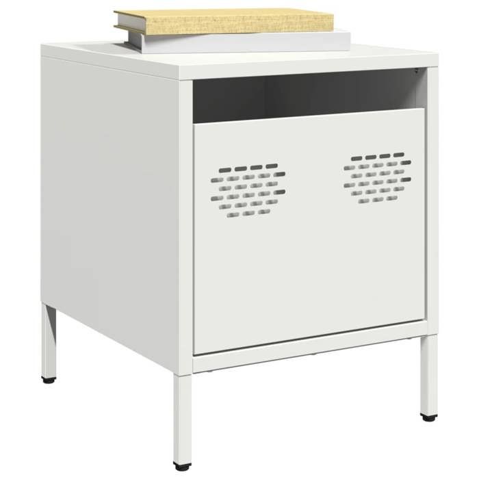 VidaXL Bedside Tables 2 Pcs White 35x39x43.5 Cm Steel, Cabinet, Side Cabinet, Phone Stand, Bedside Table 851255