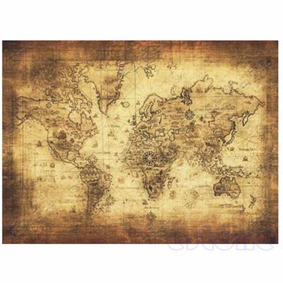 Classic World Map Antique Retro Art Home Decor Picture Quality Canvas Painting Poster Office Bedroom Living Sofa Wall Decor