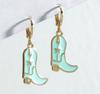 Dangly Cow Print Boot Cowboy Cowgirl Western Earrings Brown Metal Zircon Boho Bohemia Fur Hat Boot Star Earrings Golden EAR0126