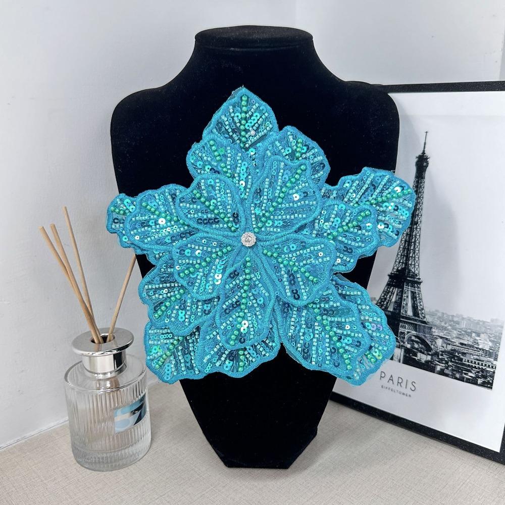 DIY Polyester Fibre Chest Flower Colorful Embroidery Dress Decoration Multi-layer Sequin Clothing Accessories Clothing озеро синий