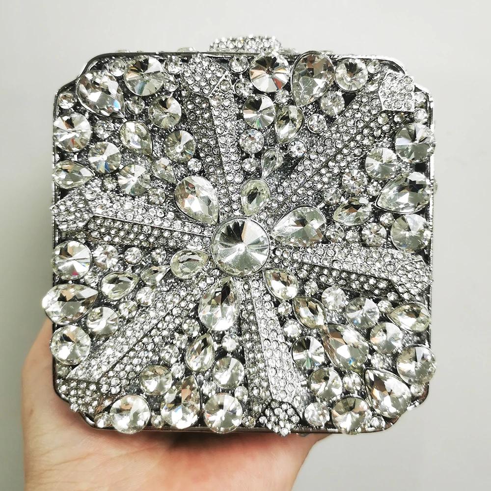Snow Blue/Red Crystal Evening Clutches WHTUOHENG Diamond Party Prom Minaudiere Luxury Rhinestone Wedding Bridal Party Purse