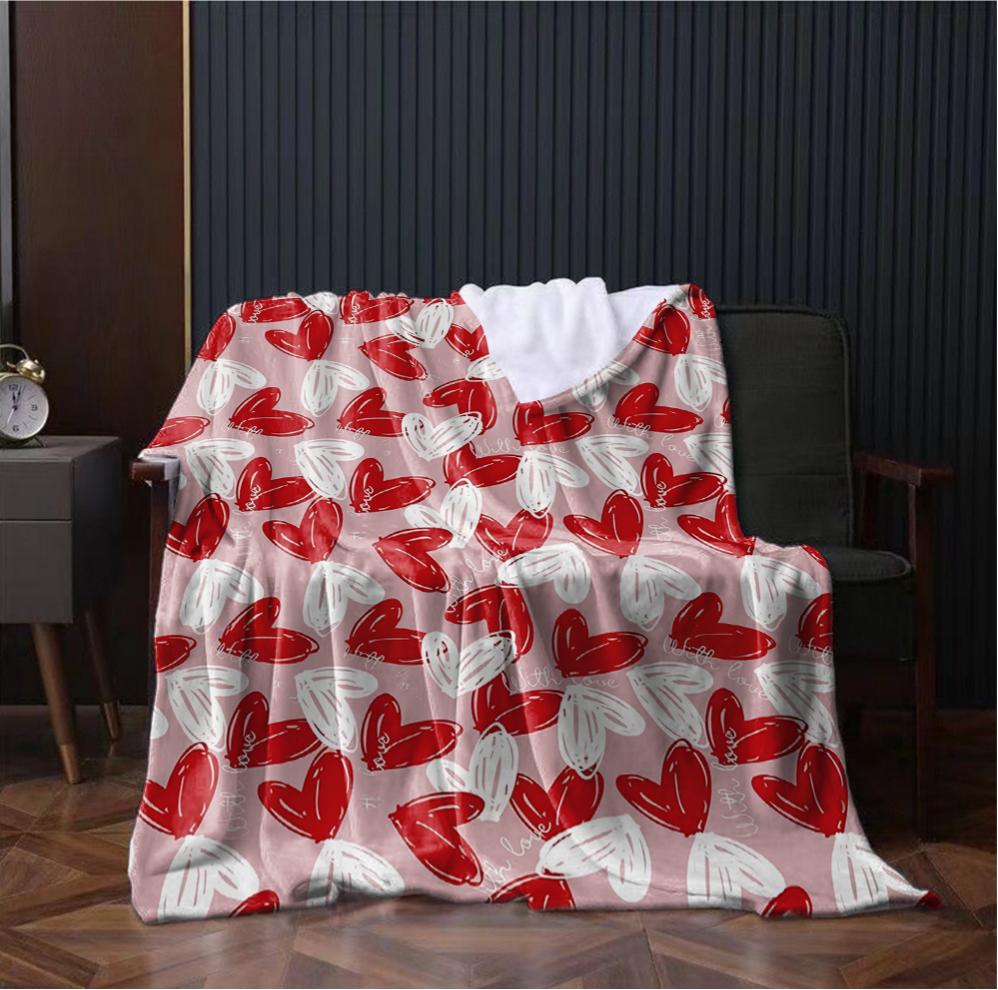 1 STKS cadeaus Deken Roze Rood Wit Hart plaid voor Jubileum Verjaardagscadeaus Zoet Romantisch Cadeau Festivalcadeaus het hele jaar door gebruik