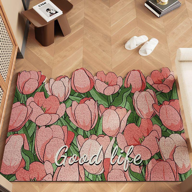 Flower Entry Door Mat Household Silk Ring Entry Dust Removal Floor Mat Large Entrance Dirt Resistant Anti-slip Foot Mat