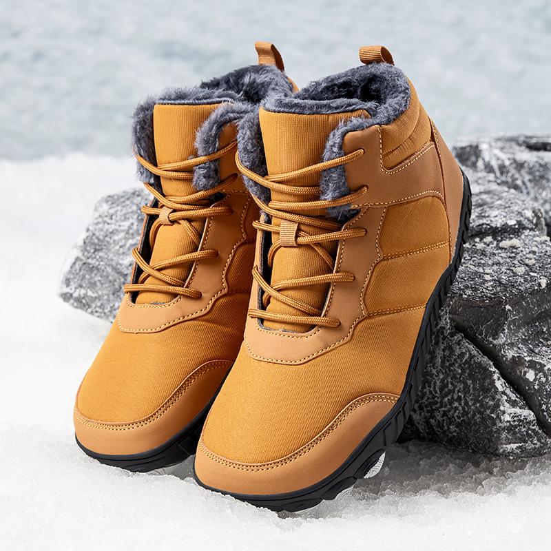Winter snow boots men's hiking shoes men's hiking shoes piled thickened cotton shoes five-finger shoes waterproof and non-slip large size sports