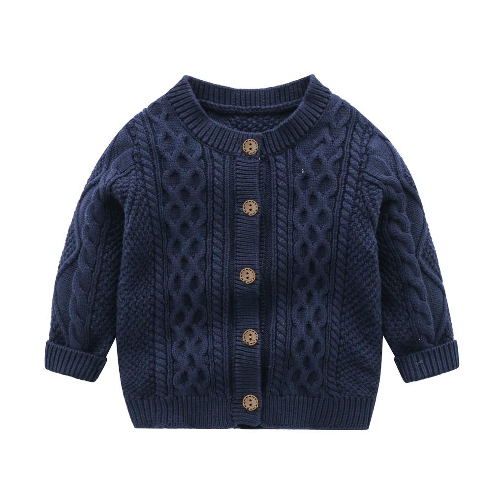 Suéter de Bebé Algodón Tejido Recién Nacido Ropa para Niños Moda Tops Lisos Ropa de Abrigo Infantil Niñas Niños Cárdigan Manga Larga Otoño 0-3 Años