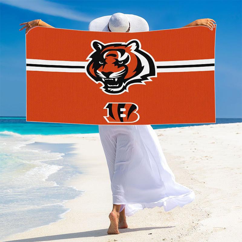 Cincinnati Bengals Logo Print Beach Towel, Large Soft Quick Dry Towel for Beach Camping Swimming