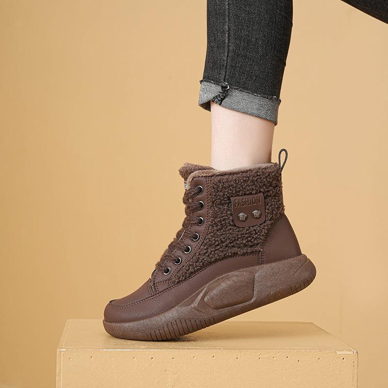 Winter neue Samt-High-Top-Studenten-Ins-Warme-Lässige-Höhensteigernde-Baumwollschuhe T