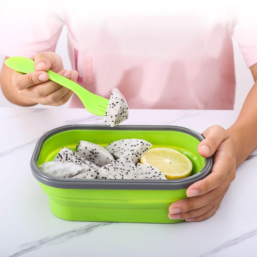 Capacity Collapsible Food Container Microwave Safe Portable Food Storage Lunch On The Go зелёный