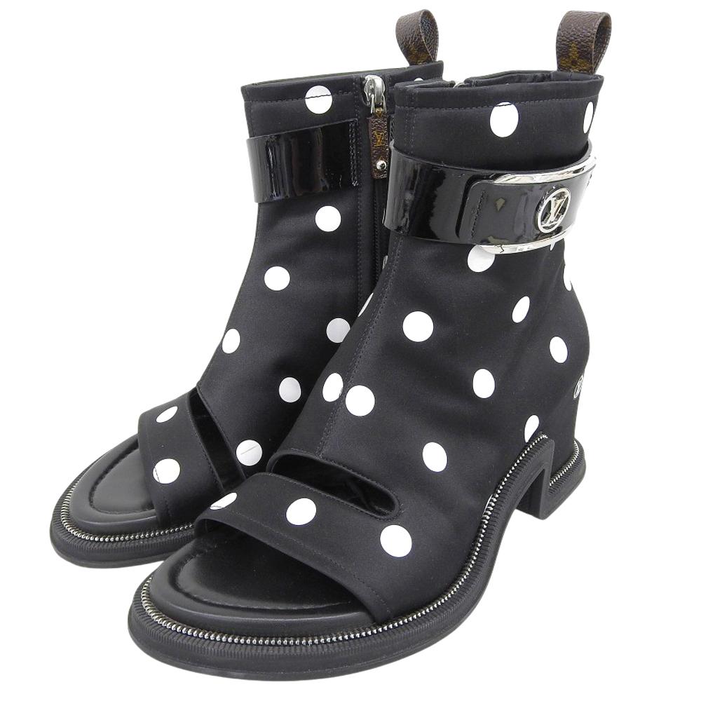 LOUIS VUITTON Moonlight Polka Dot Open-Toe Boots, Women's, Black, Size 38 shoes 38 blackUsed