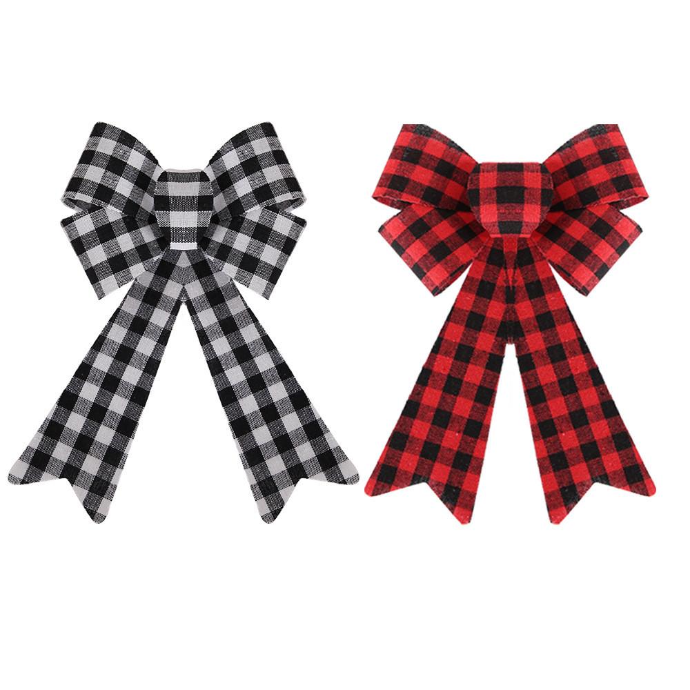 Small Pvc Charming Christmas Bow In Red And White Checkered Design For Decor Festive