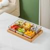 Luxury 6-Compartment Amber Glass Fruit Plate with Wood Tray