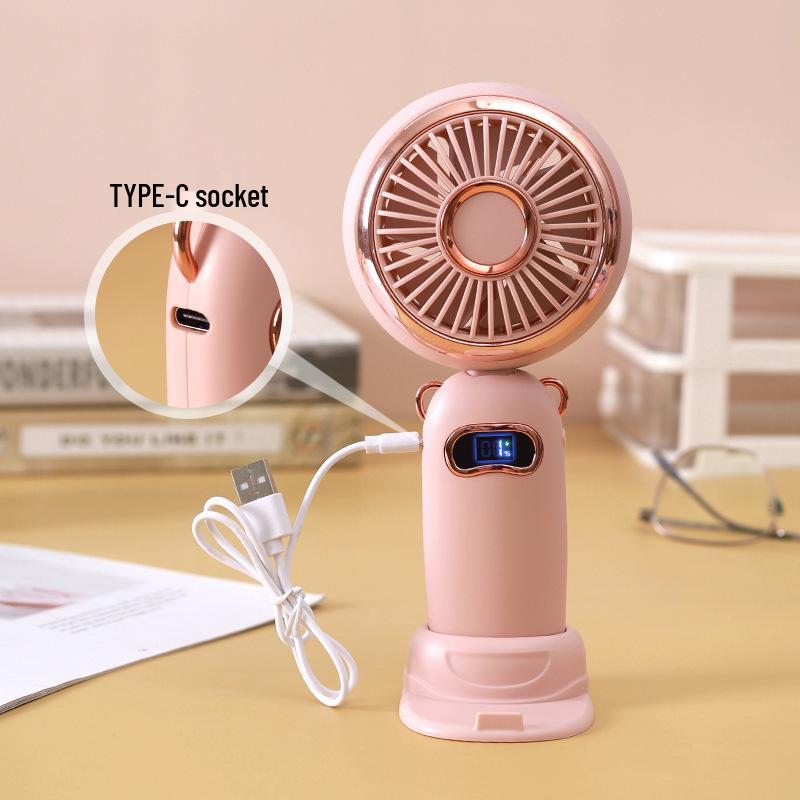 Portable Aromatherapy USB Rechargeable Small Fan with Digital Display and Desk Stand