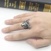 Adjustable Sterling Goat Head Pentagram Ring Men Women Vintage Punk Statement Jewelry