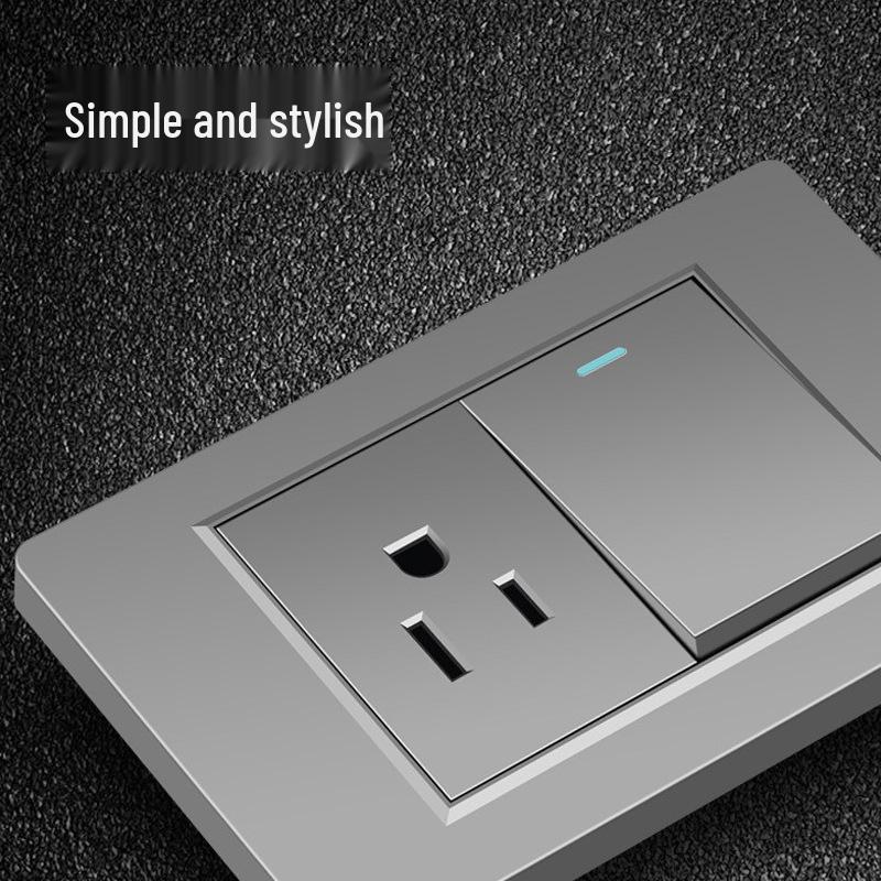 118 Type Switch Six-Hole Gray Wall Socket with Type-C 20W, Thai Style & PC Panel, Taiwan Socket