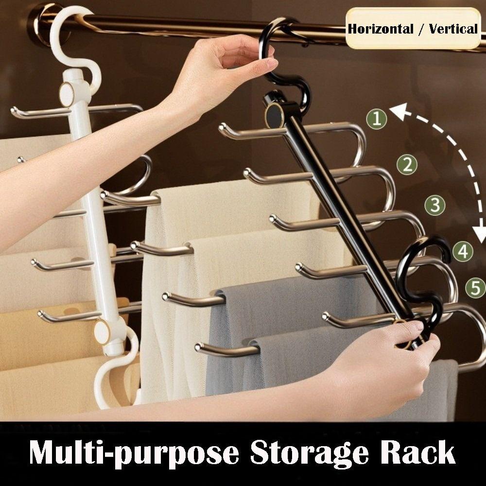 Stainless Steel Pant Hangers Multi-Tier Belt Hangers Scarves Organizer Rack  Closet Organization