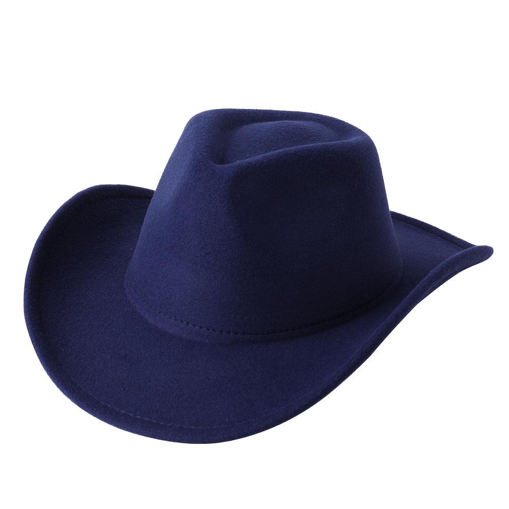 

Cowboy hat European and American style big cowboy hat monochrome felt hat men and women big brim outdoor top hat 56-58cm