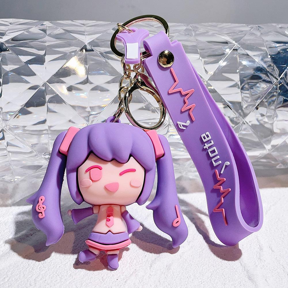 1 Pezzo Portachiavi Action Figure Cartone Animato Hatsune Miku Rosa Miku Ragazze Musica Elettronica Cantante Virtuale Modello Pvc Collezione Giocattolo per Bambini