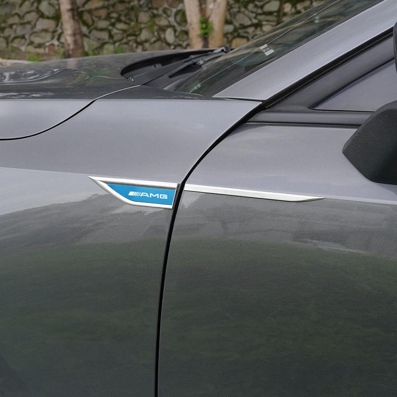 TWEK4 2Pcs Metal Stickers Car Fender Emblem Decals Auto Accessories For Mercedes Benz AMG W223 W213 W206 W464 W247 W167 W166 W222 W205