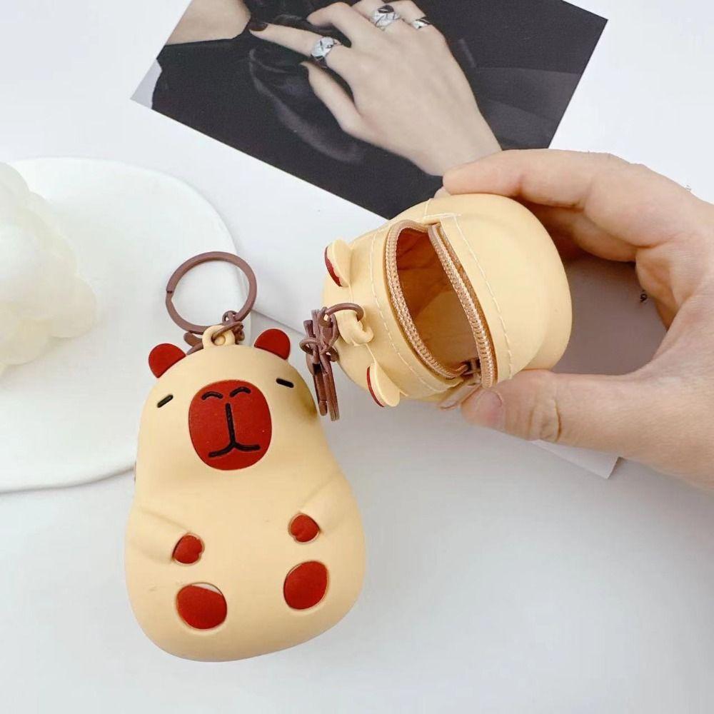 

Сумка-подвеска, брелок с капибарой, силиконовый чехол для капибары, кошелек для монет, сумка, подвеска, декор