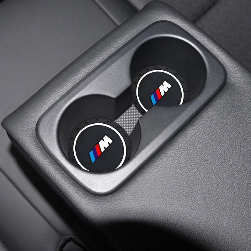 LHDQ4 BMW M Car Coaster Water Cup Bottle Mat Silicone Non Slip Pad For X1 X2 X3 X4 X5 F48 G01 E84 E83 F39 F10 F30 G11 G07 G86 G60 E60
