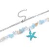 Women's Blue Starfish Pearl Necklace - Dopamine Beaded Clavicle Chain In Titanium Steel, Perfect for Seaside Vacations