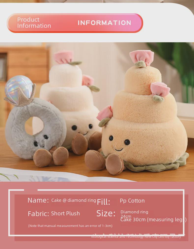 Regenbogenkuchen Diamantring Jellycat Puppe Plüschtier - Valentinstagsgeschenk