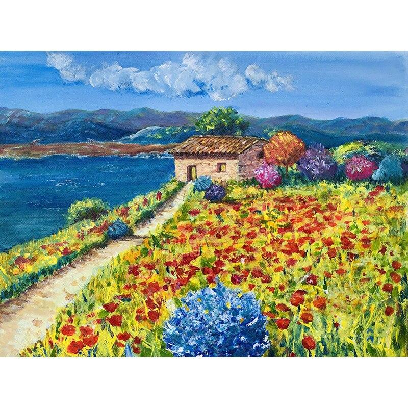 New 5D DIY Diamond Painting Sea View Town Diamond Embroidery Scenery Cross Stitch Full Round Drill Home Decor Manual Gift