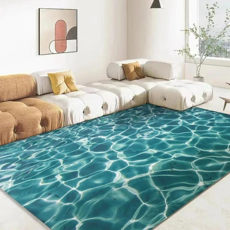 3D Ocean Sea Water Carpet Print Rug Home Decor Living Room Carpet Non-slip Floor Mat Kitchen Bedroom Entrance Doormat Play Mats