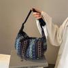 Borsa a tracolla in tela alla moda, stile etnico multicolore, versatile borsa a spalla singola a forma di raviolo per l'abbinamento quotidiano delle donne