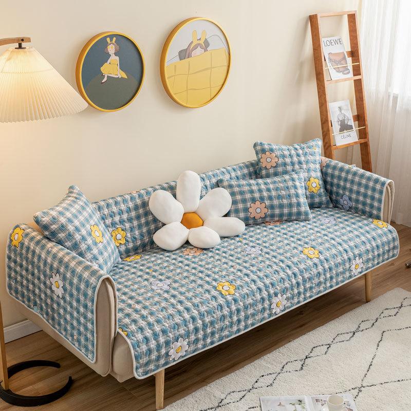Special Fabric Cotton Sofa Cushion, Universal In All Seasons, Non-Slip, Simple Modern Pure Cotton Cover Towel, Nordic Seat Cushion