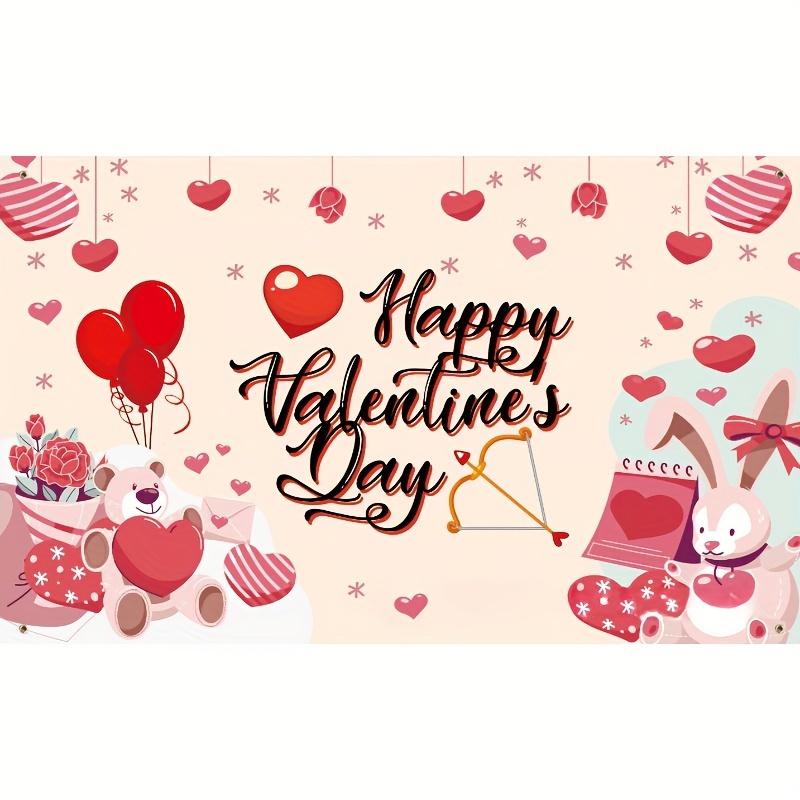 Valentine's Day Backdrop Banner, Valentine's Day Heart Signs Background Hanging, Photo Photography Backdrop, Party Decorations