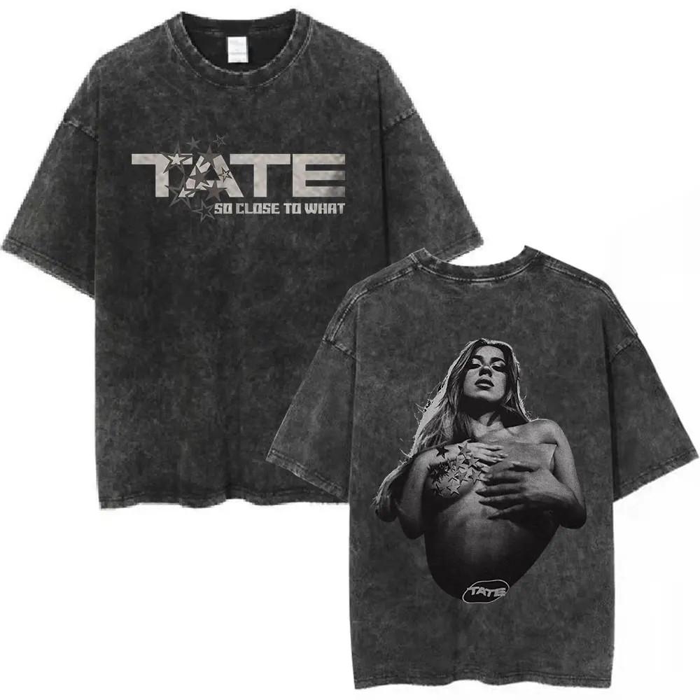 Tate McRae Graphic T Shirt Washed Black Y2K Streetwear Unisex Tee15