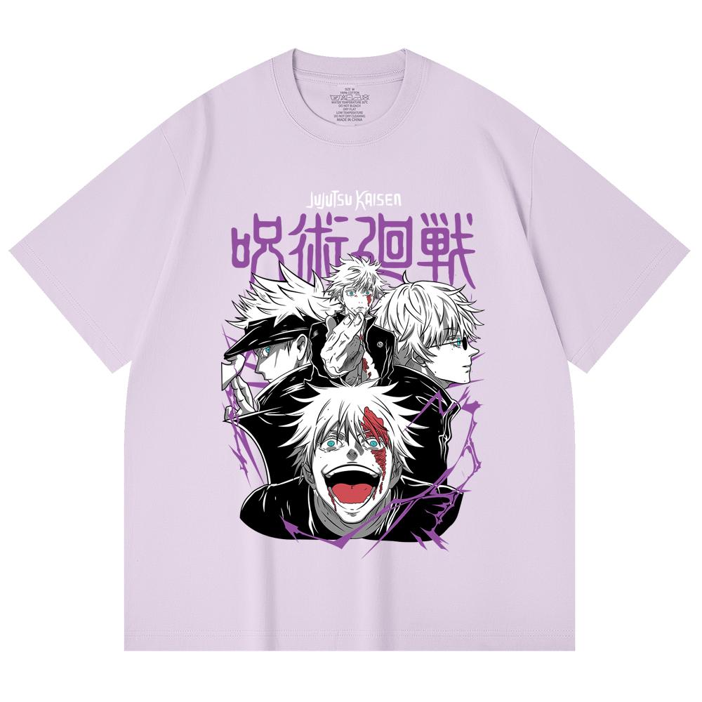 230 Gsm 100% Cotton Jujutsu Kaisen V3 Gojo Print Unisex Heavy Cotton T Shirt