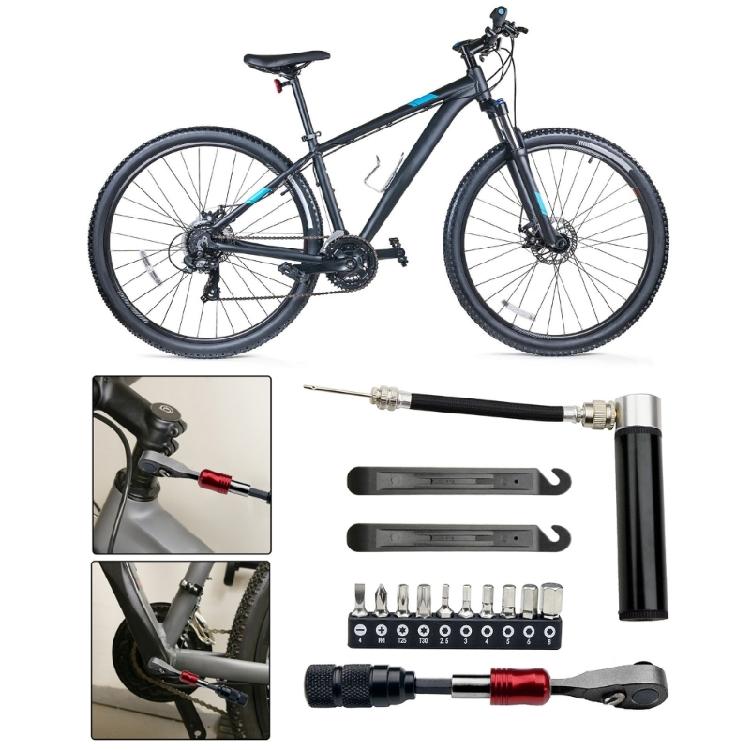 Multifunctional Repair Tool Bag Ratchet Wrench Set with Tire Pry Bar Tire Pump Cycling Maintenance Tool Enduring