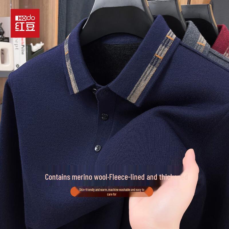 

Men s Wool Blend Fleece Lined Long Sleeve Polo Sweater XL