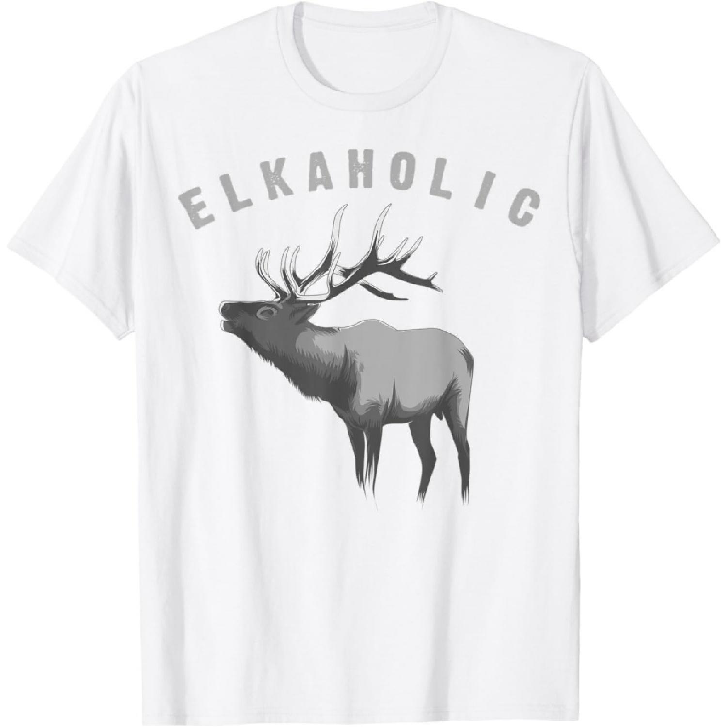 Футболка Elkaholic _ Милая футболка для любителей охоты на лосей Забавный подарок XXXXXL белый